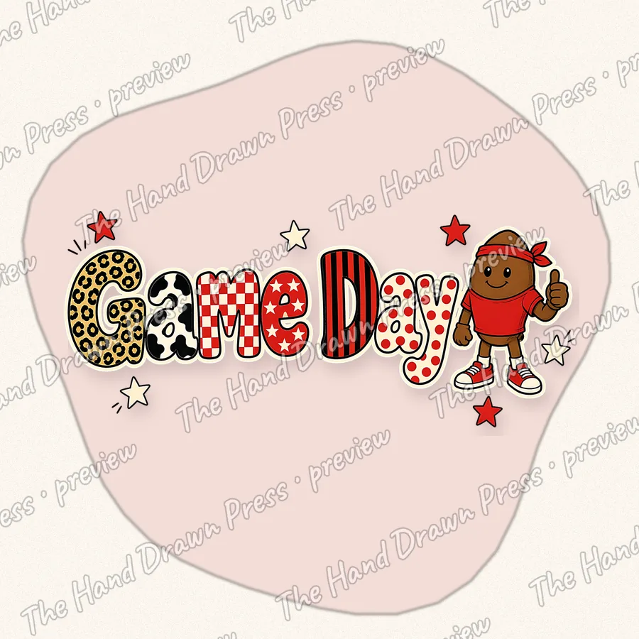 Game Day Patchwork Varsity hand drawn PNG design