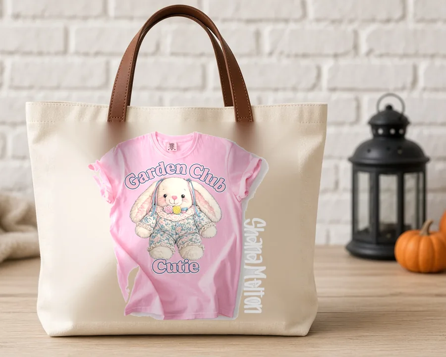 Garden Club Cutie design on a cotton tote bag