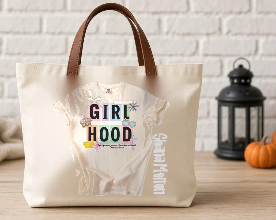 Girl Hood design on a cotton tote bag