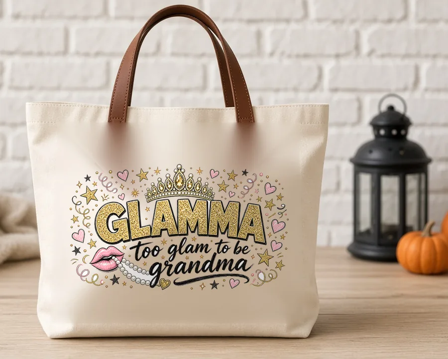 Glamma PNG design on a canvas tote bag