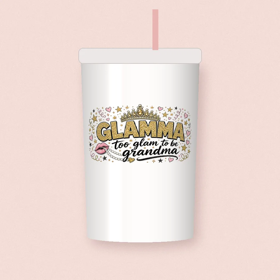 Glamma sublimation design on a skinny tumbler