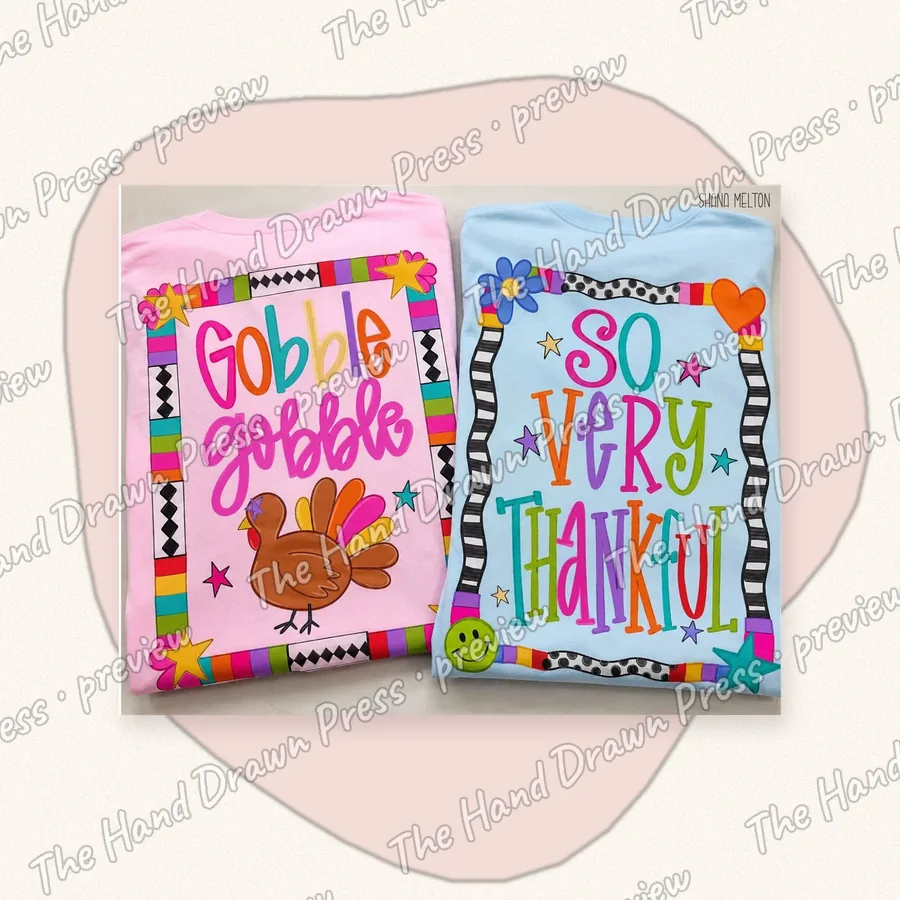 Gobble Gobble So Very Thankful hand drawn PNG design
