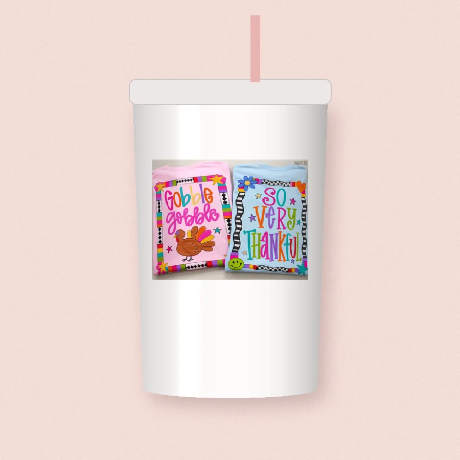 Gobble Gobble So Very Thankful sublimation design on a skinny tumbler