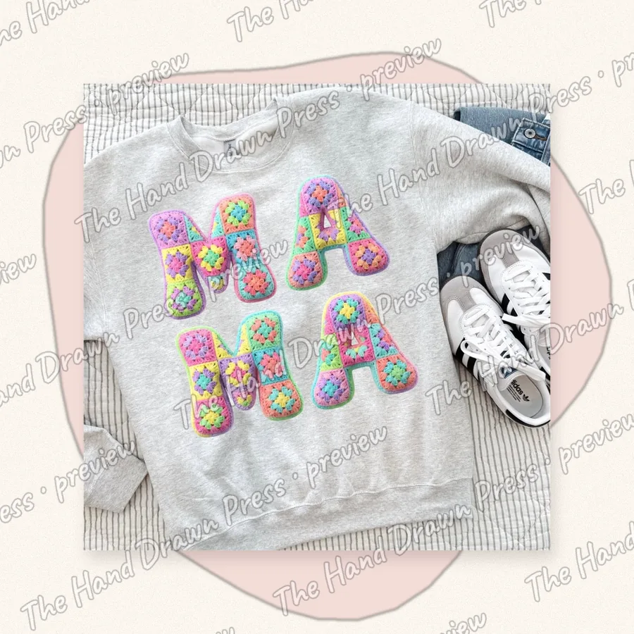 Granny Square Mama hand drawn PNG design