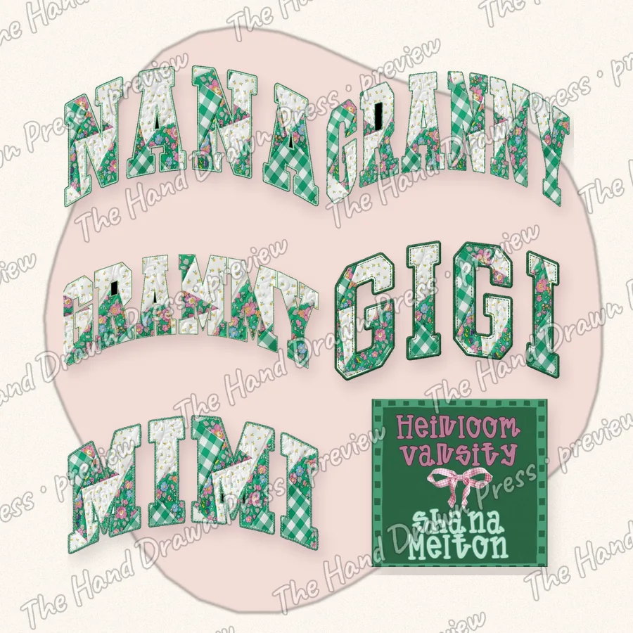 Heirloom Varsity Granny Gigi Mimi hand drawn PNG design