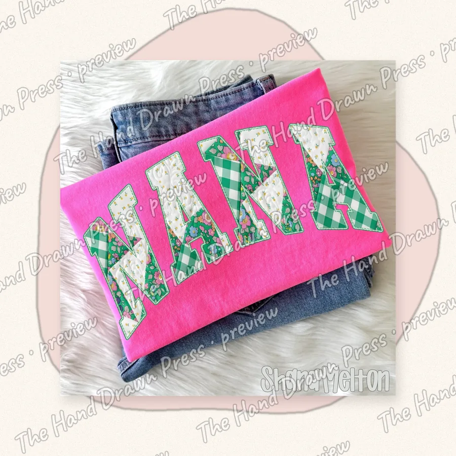Heirloom Varsity Mama Gingham hand drawn PNG design