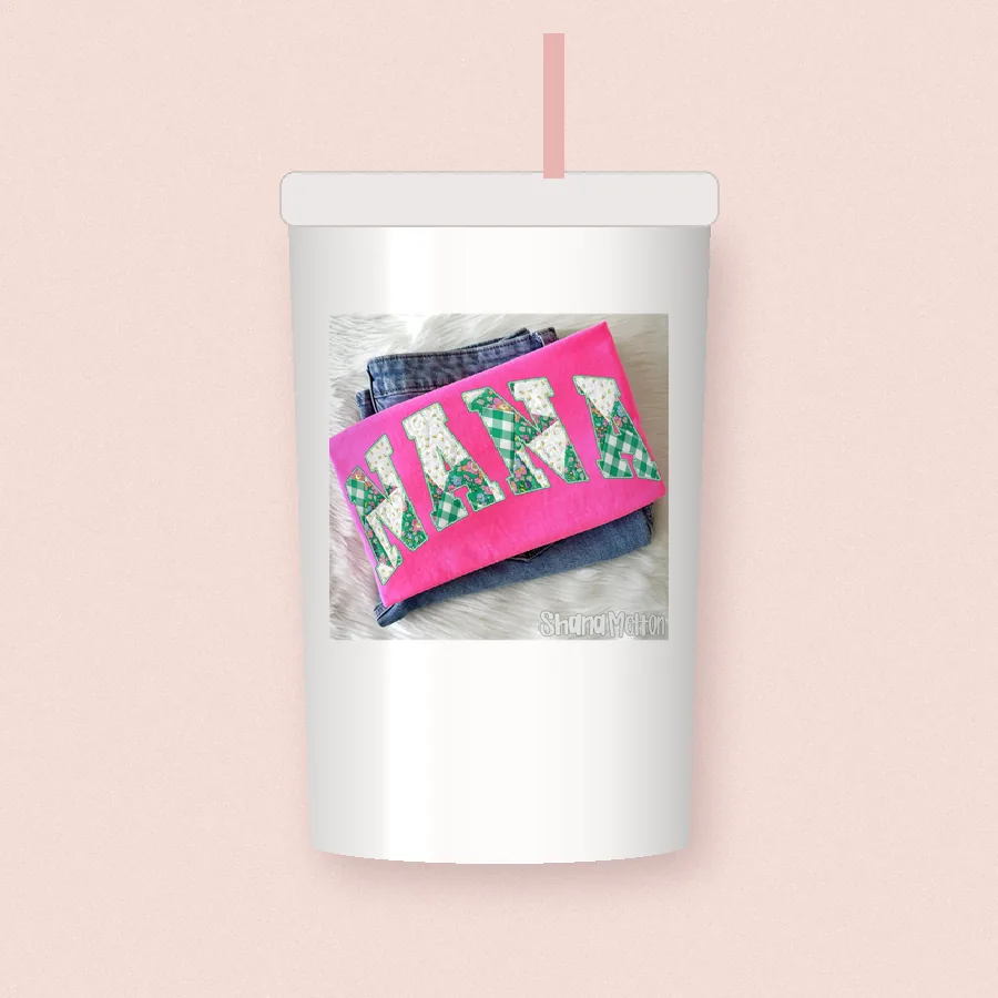 Heirloom Varsity Mama Gingham sublimation design on a skinny tumbler