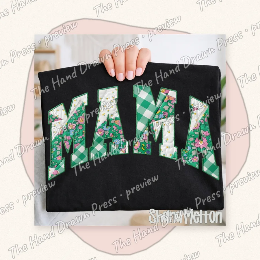 Heirloom Varsity Mama hand drawn PNG design
