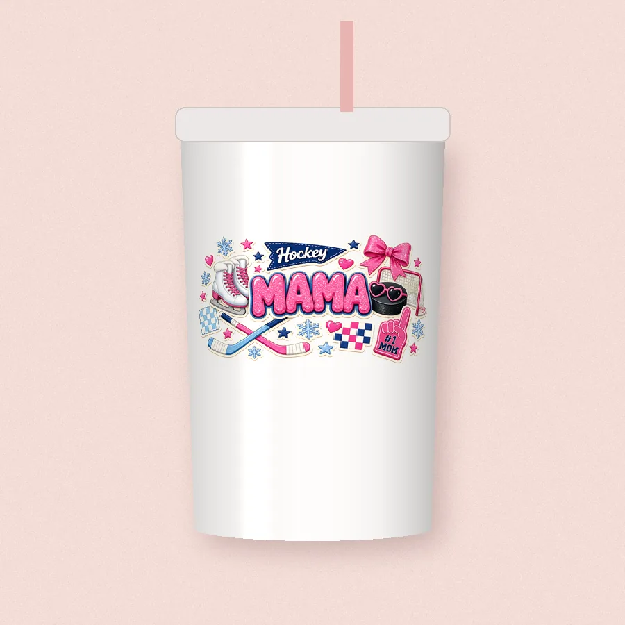Hockey Mama Collage sublimation design on a skinny tumbler