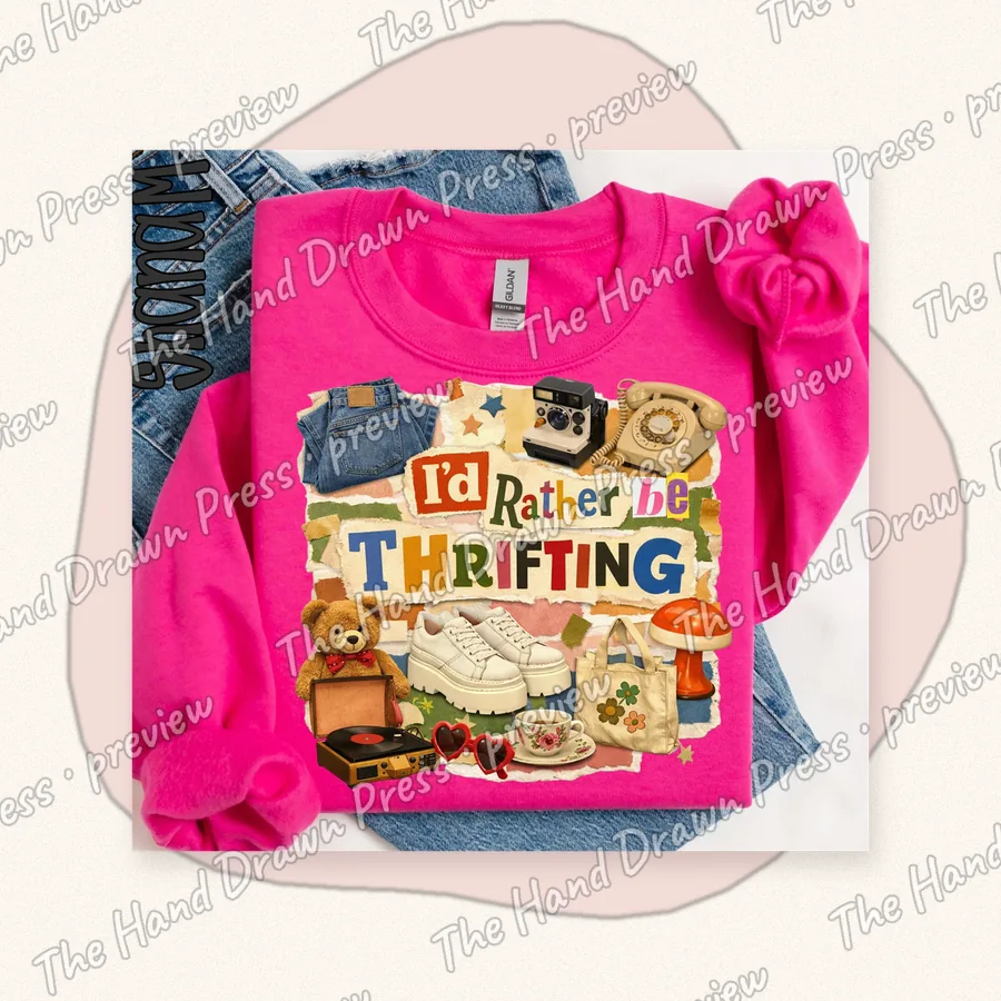 Id Rather Be Thrifting hand drawn PNG design