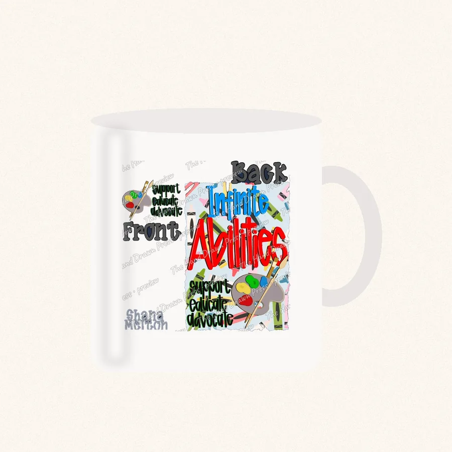 Infinite Abilities design on a 11 oz mug