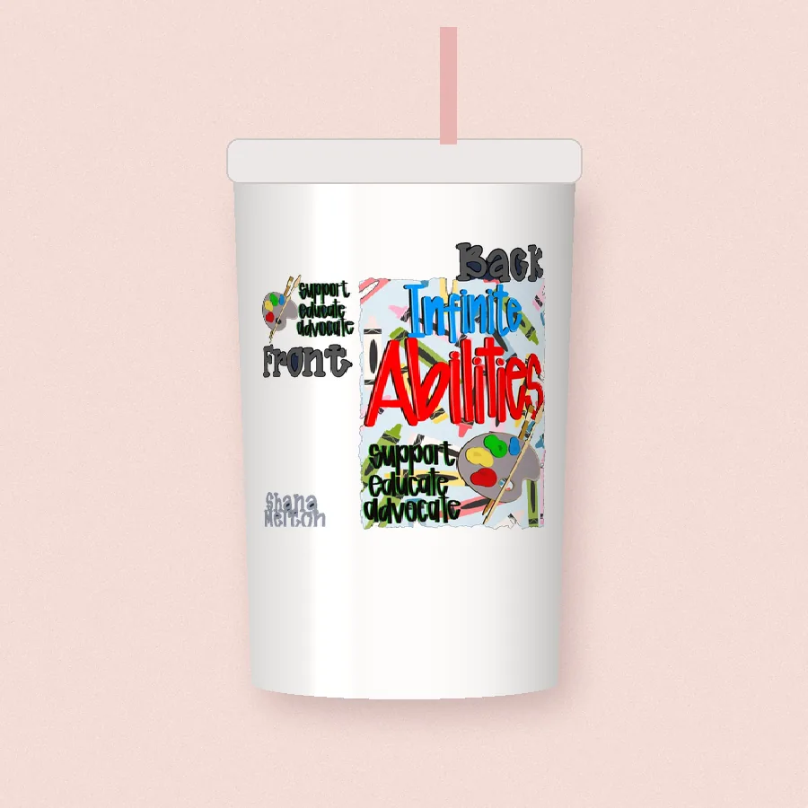 Infinite Abilities design on a 20 oz tumbler
