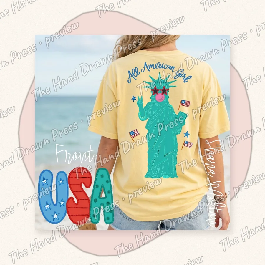 Lady Liberty USA hand drawn PNG design