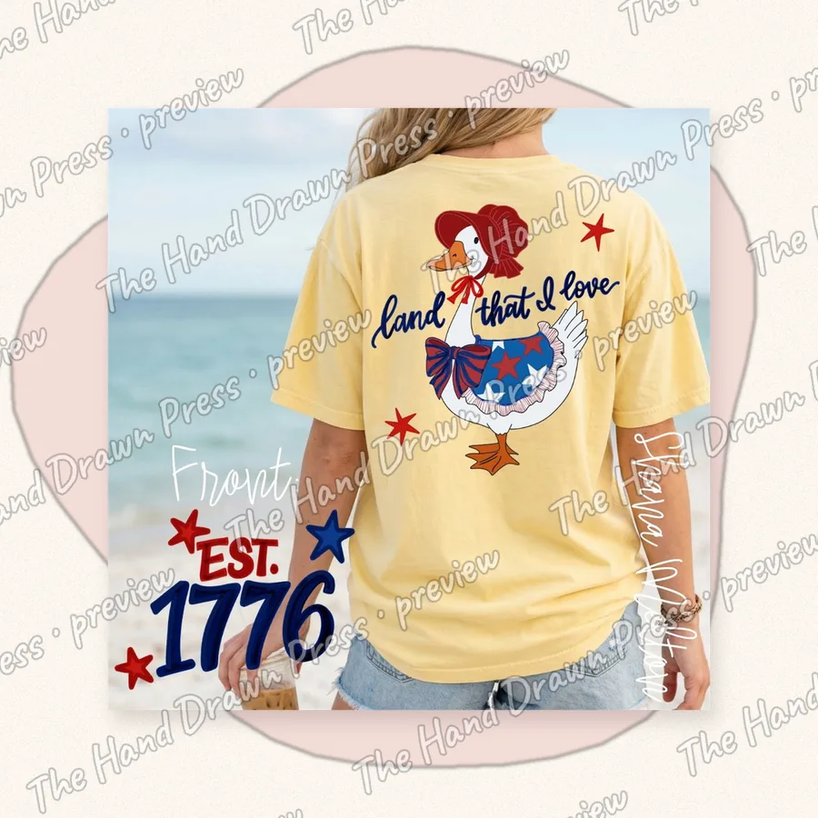 Land of the Free Est 1776 hand drawn PNG design