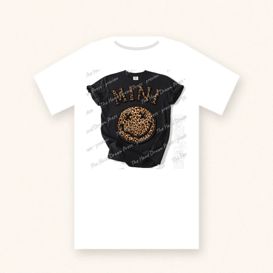 Leopard Smiley Mini design on a unisex t-shirt