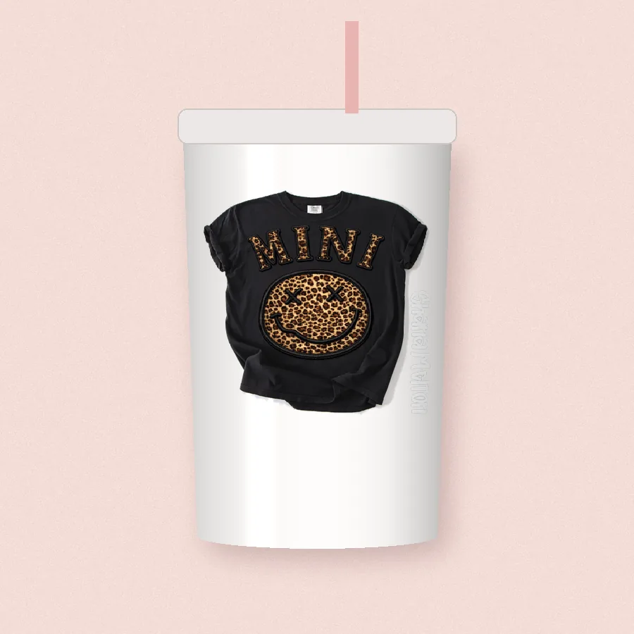 Leopard Smiley Mini design on a 20 oz tumbler