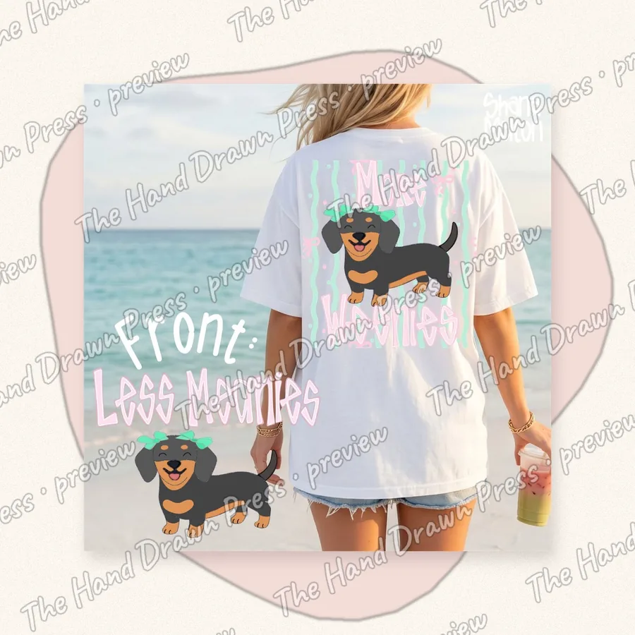 Less Meanies Dachshund hand drawn PNG design