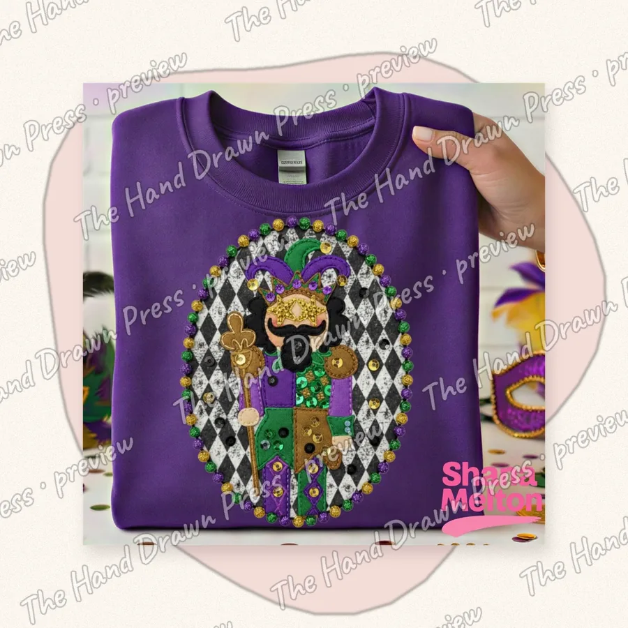 Mardi Gras Harlequin Doll PNG design for shirts