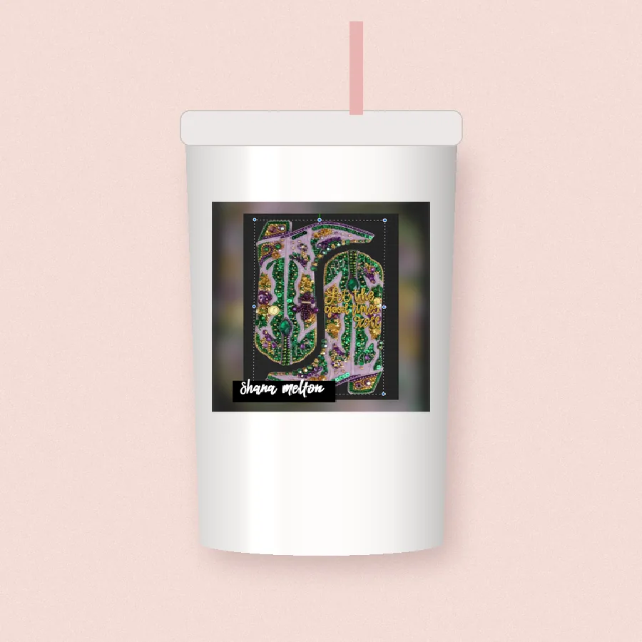 Mardi Gras Sequin Boot sublimation design on a skinny tumbler