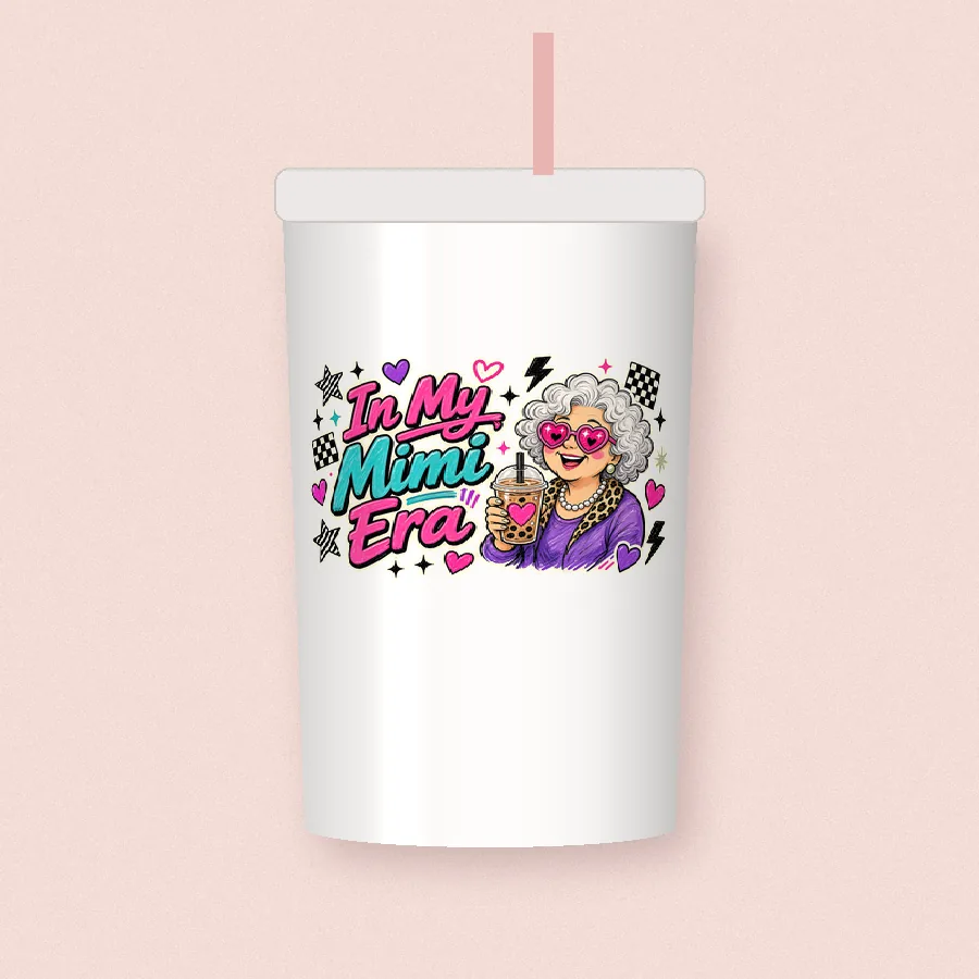 In My Mimi Era sublimation design on a skinny tumbler