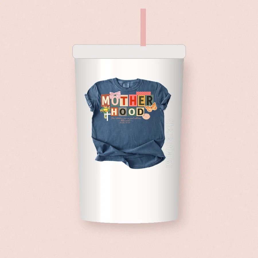 Motherhood Collage design on a 20 oz tumbler