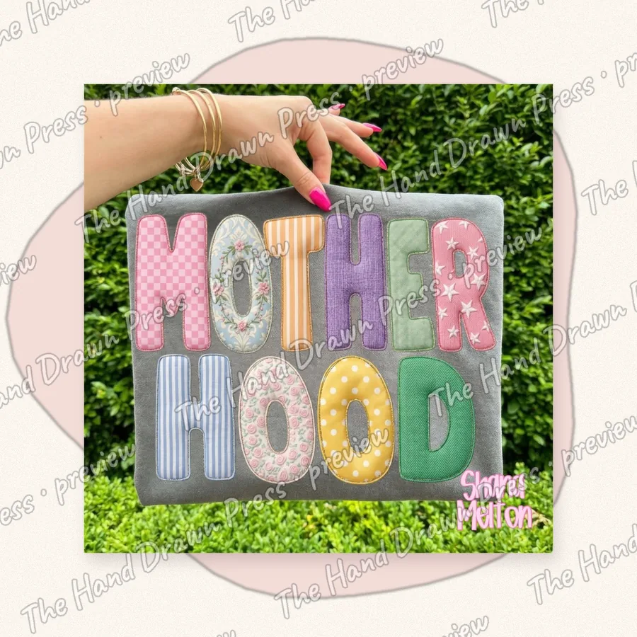Motherhood Crochet Letters hand drawn PNG design
