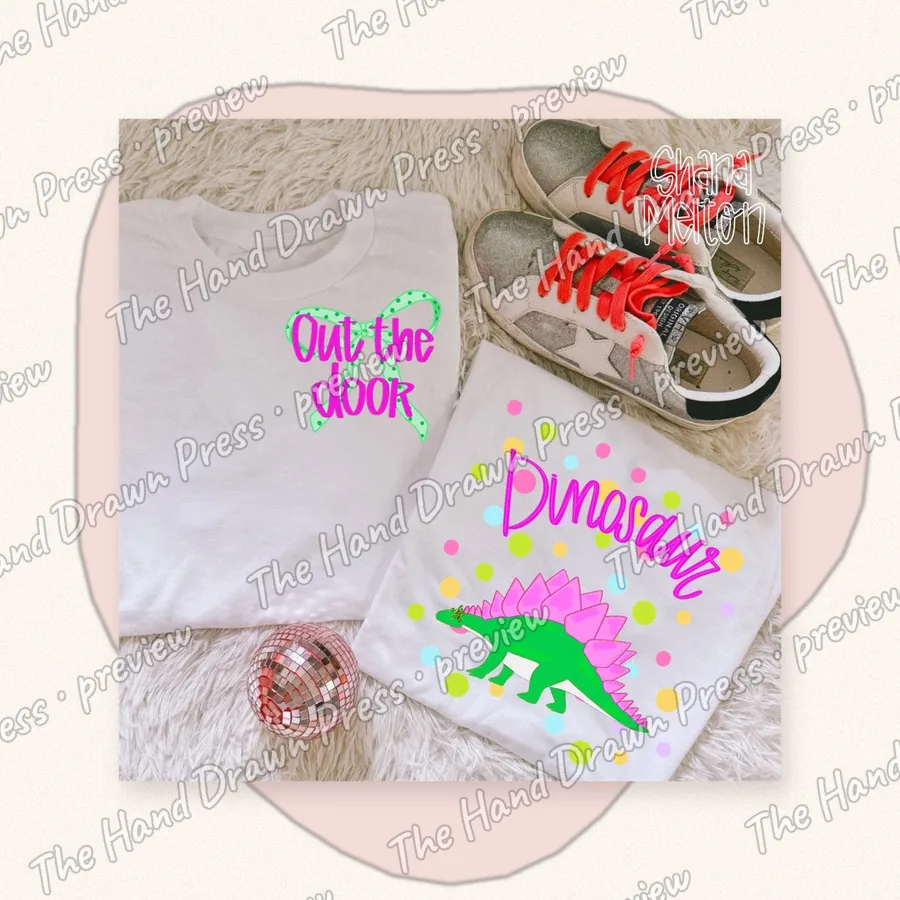 Out the Door Dinosaur hand drawn PNG design