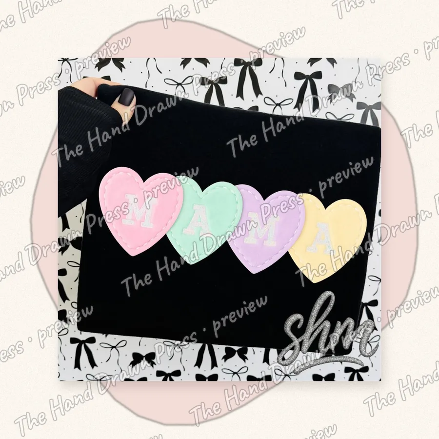 Pastel Candy Hearts hand drawn PNG design