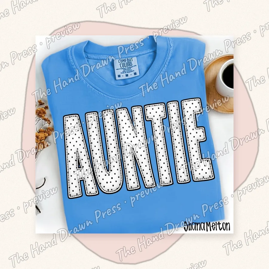 Polka Dot Auntie hand drawn PNG design