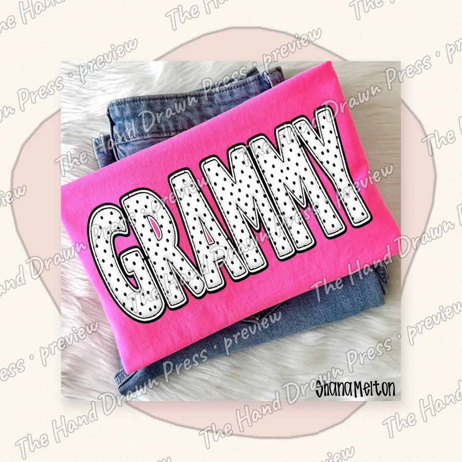 Polka Dot Grammy hand drawn PNG design