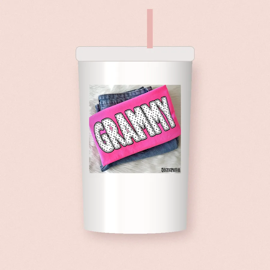 Polka Dot Grammy sublimation design on a skinny tumbler