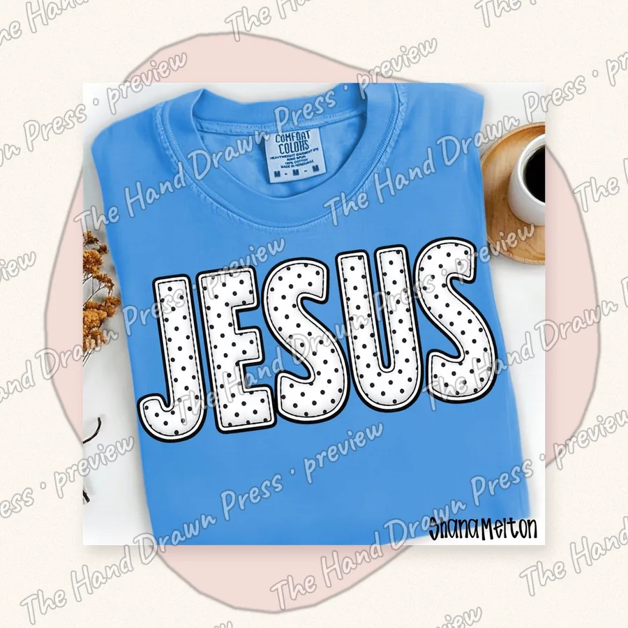 Polka Dot Jesus hand drawn PNG design