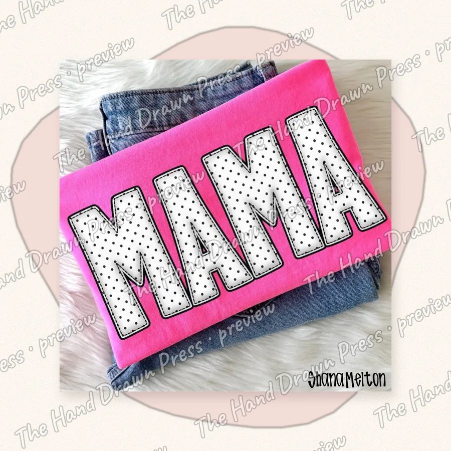 Polka Dot Mama hand drawn PNG design