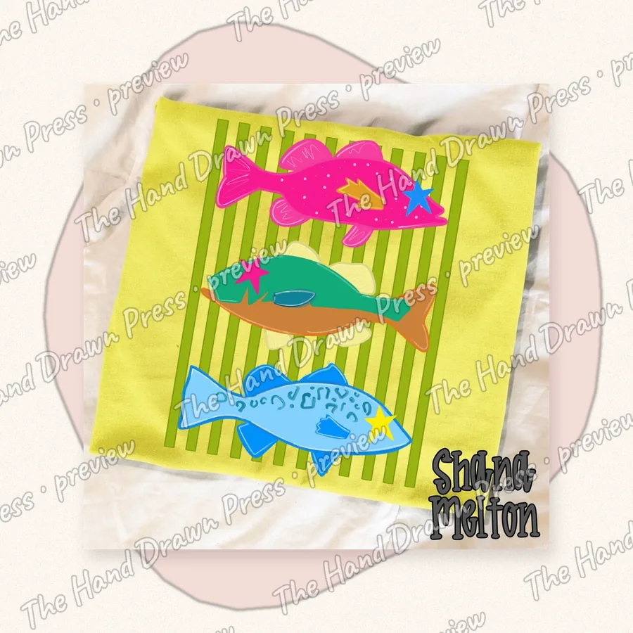 Preppy Fish Doodle hand drawn PNG design