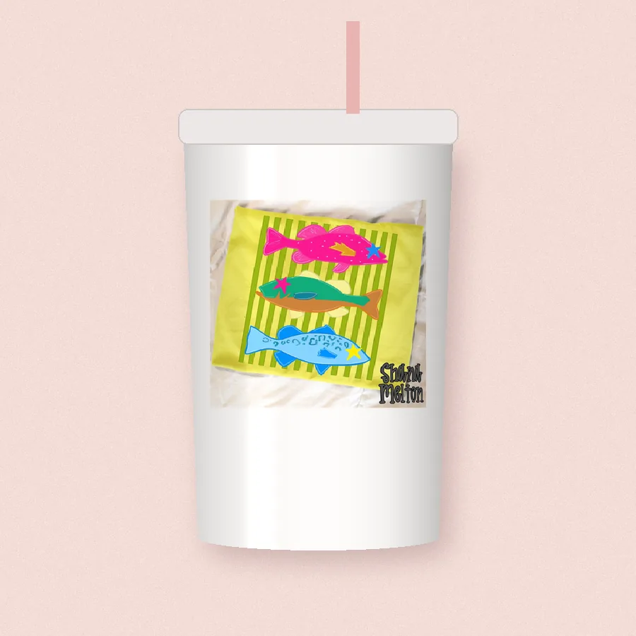 Preppy Fish Doodle sublimation design on a skinny tumbler