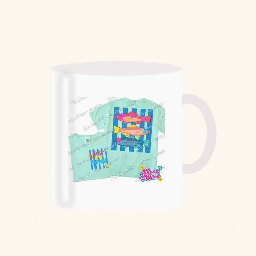 Preppy Fish Stripes design on a 11 oz mug