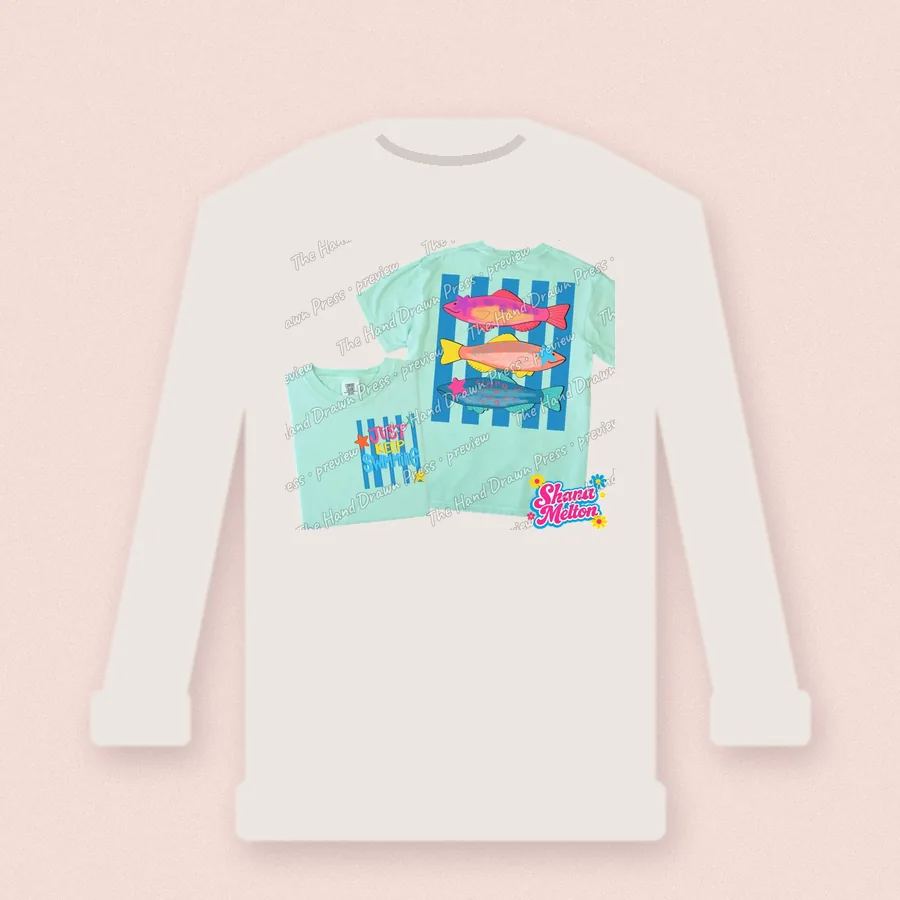Preppy Fish Stripes design on a crewneck sweatshirt