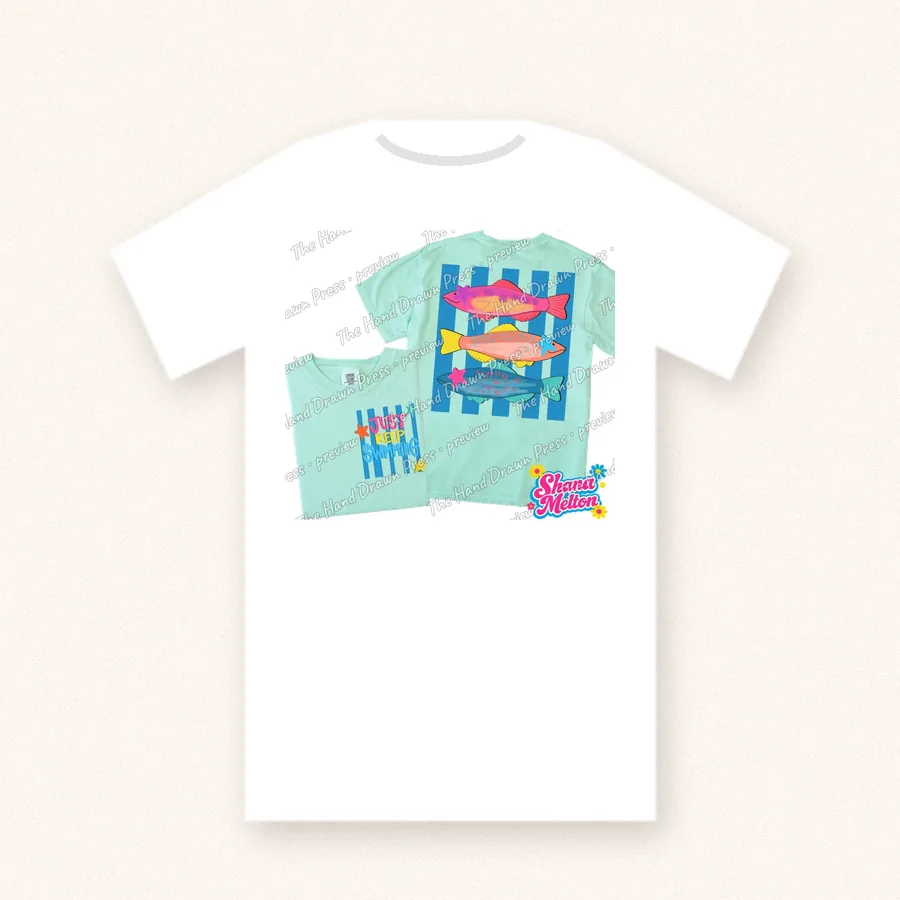 Preppy Fish Stripes design on a unisex t-shirt