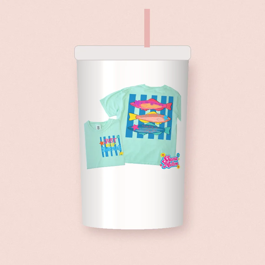 Preppy Fish Stripes design on a 20 oz tumbler