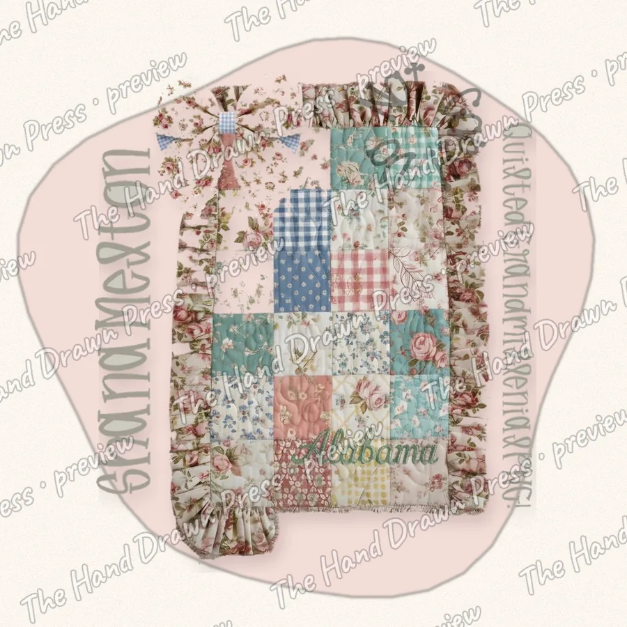 Quilted Ruffle State Patchwork 1 hand drawn PNG design