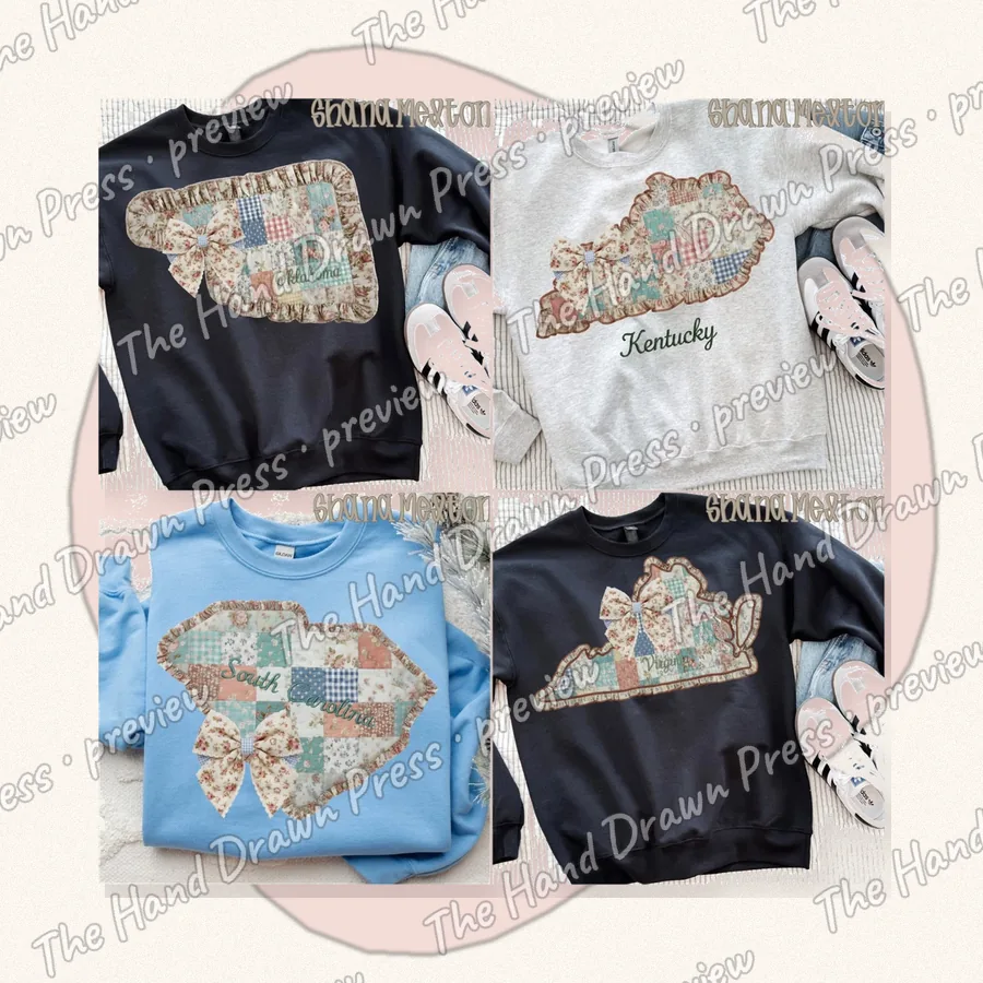 Quilted Ruffle State Patchwork 5 hand drawn PNG design