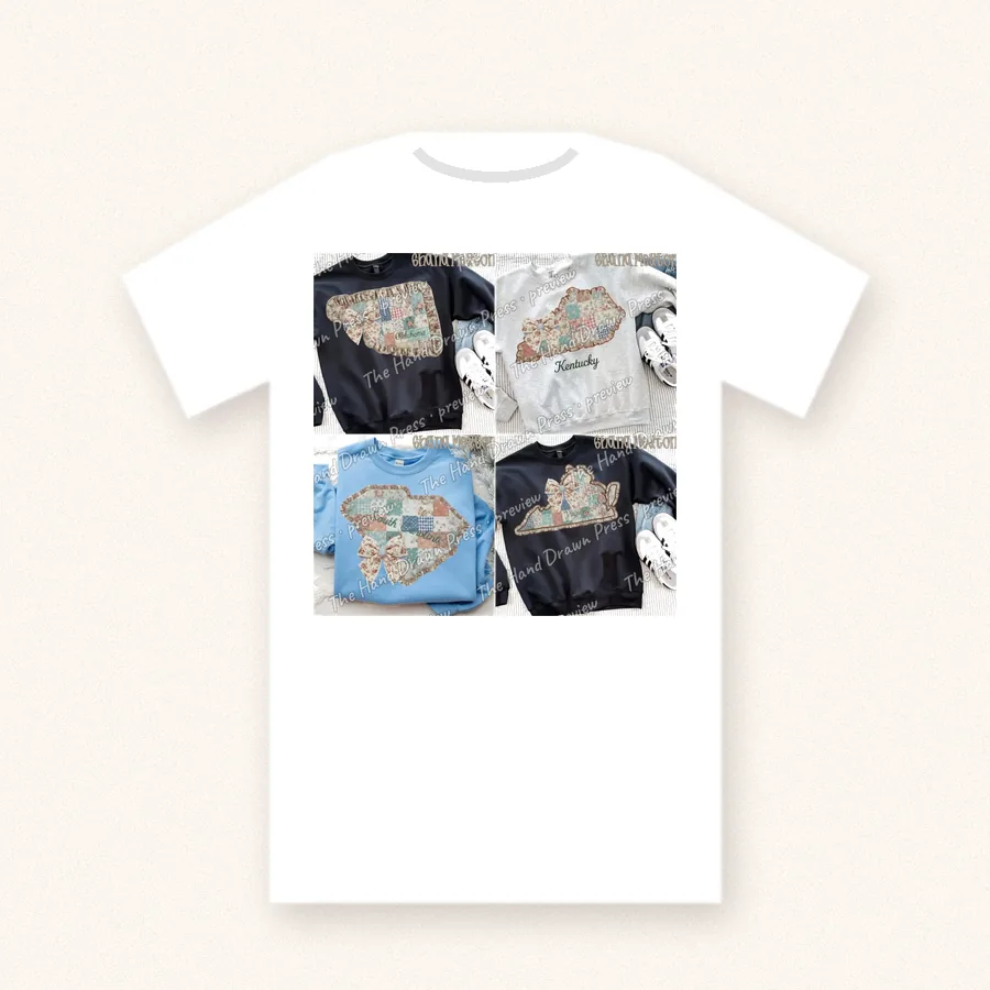 Quilted Ruffle State Patchwork 5 design on a unisex t-shirt