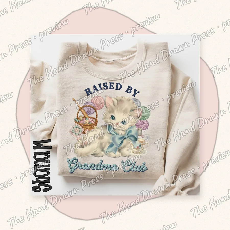 Raised by Grandma Club hand drawn PNG design