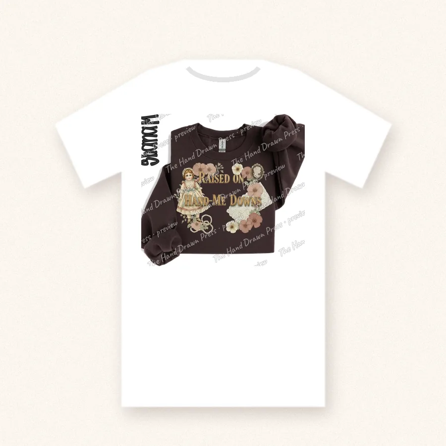 Raised on Hand Me Downs design on a unisex t-shirt