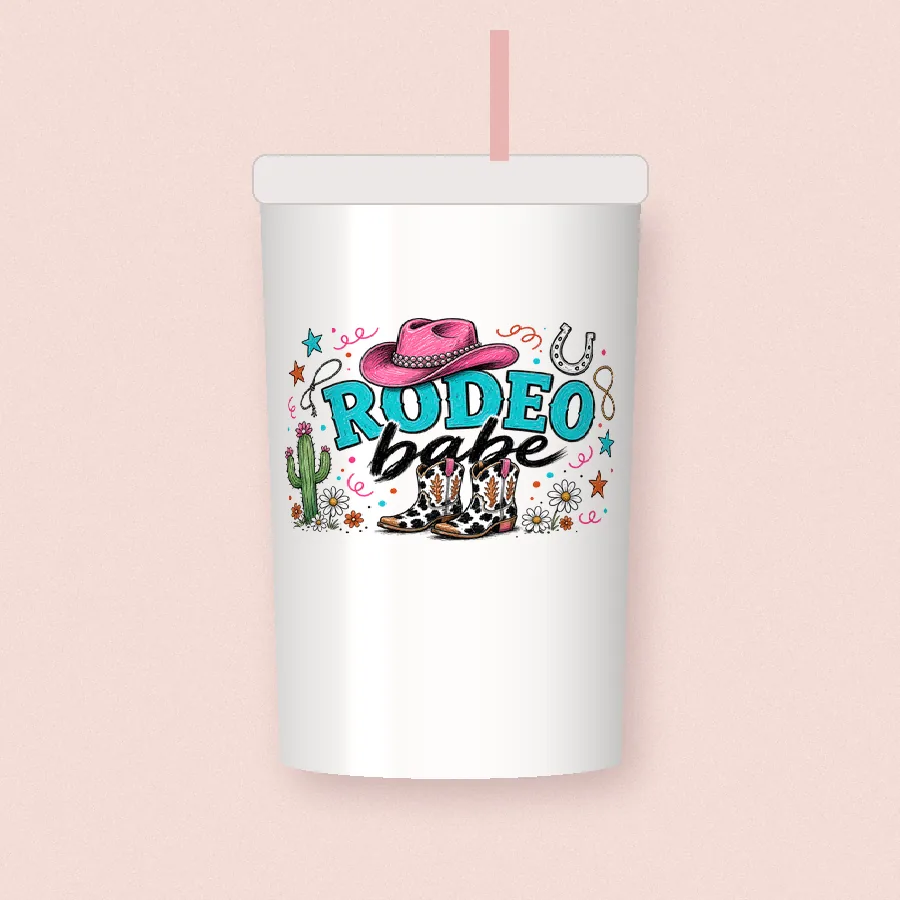 Rodeo Babe Western sublimation design on a skinny tumbler