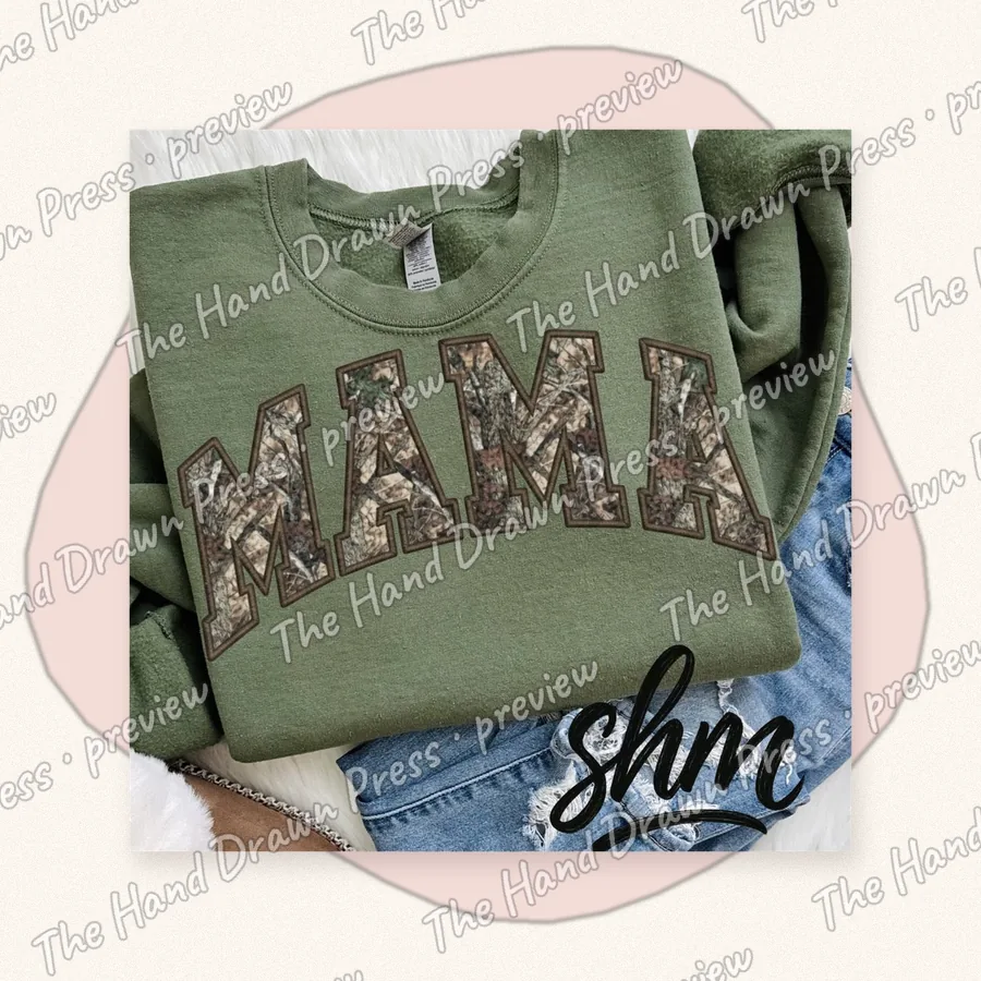 Sherpa Camo Mama hand drawn PNG design