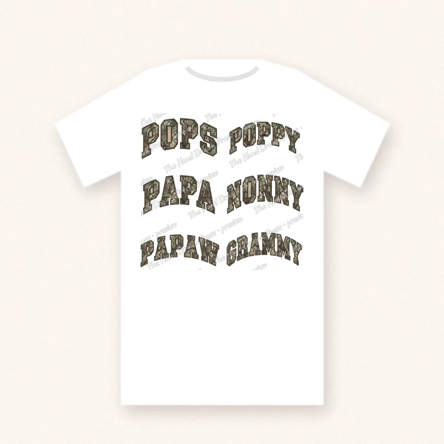 Sherpa Camo Pops Papa Mimi design on a unisex t-shirt