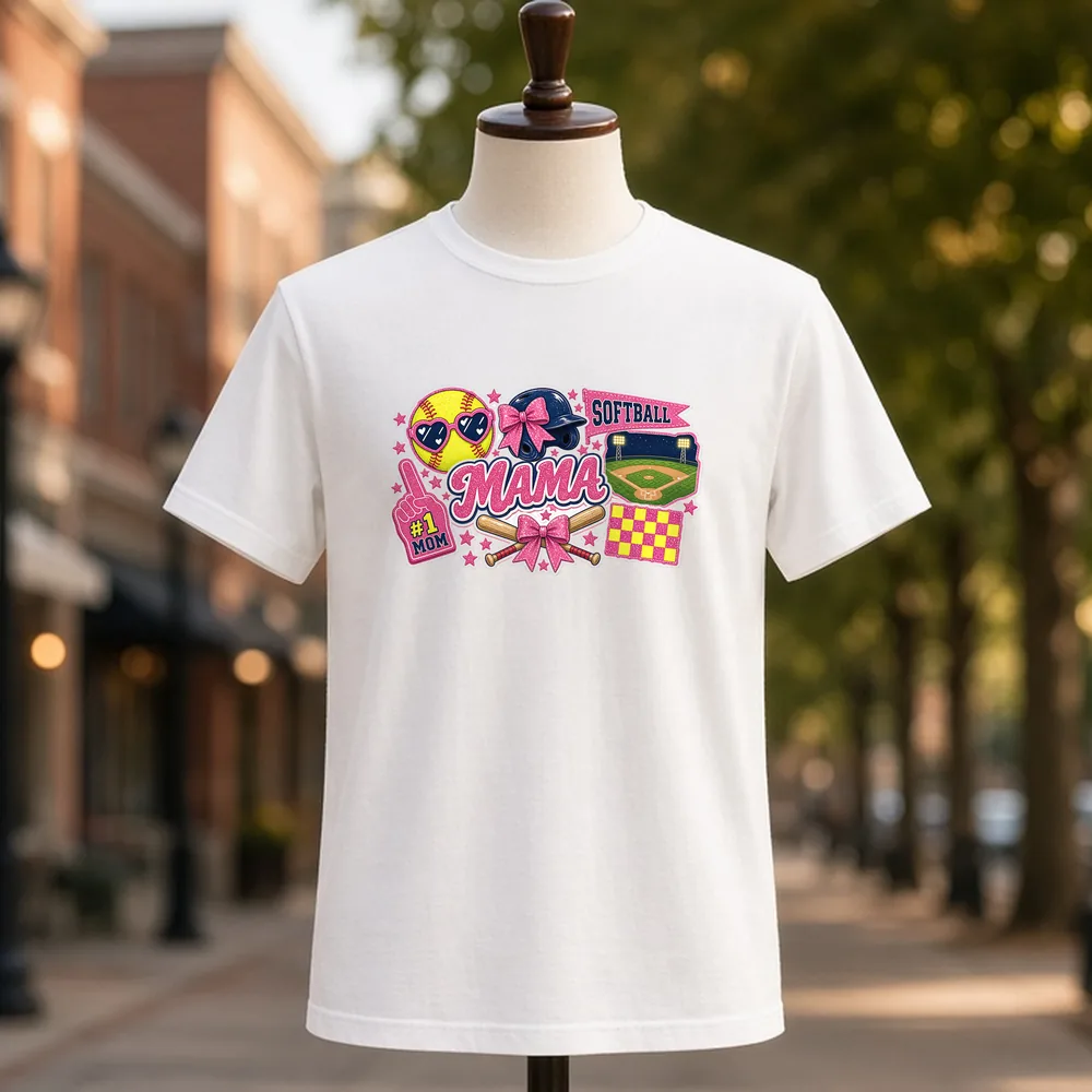 Softball Mama Collage PNG design on a tee