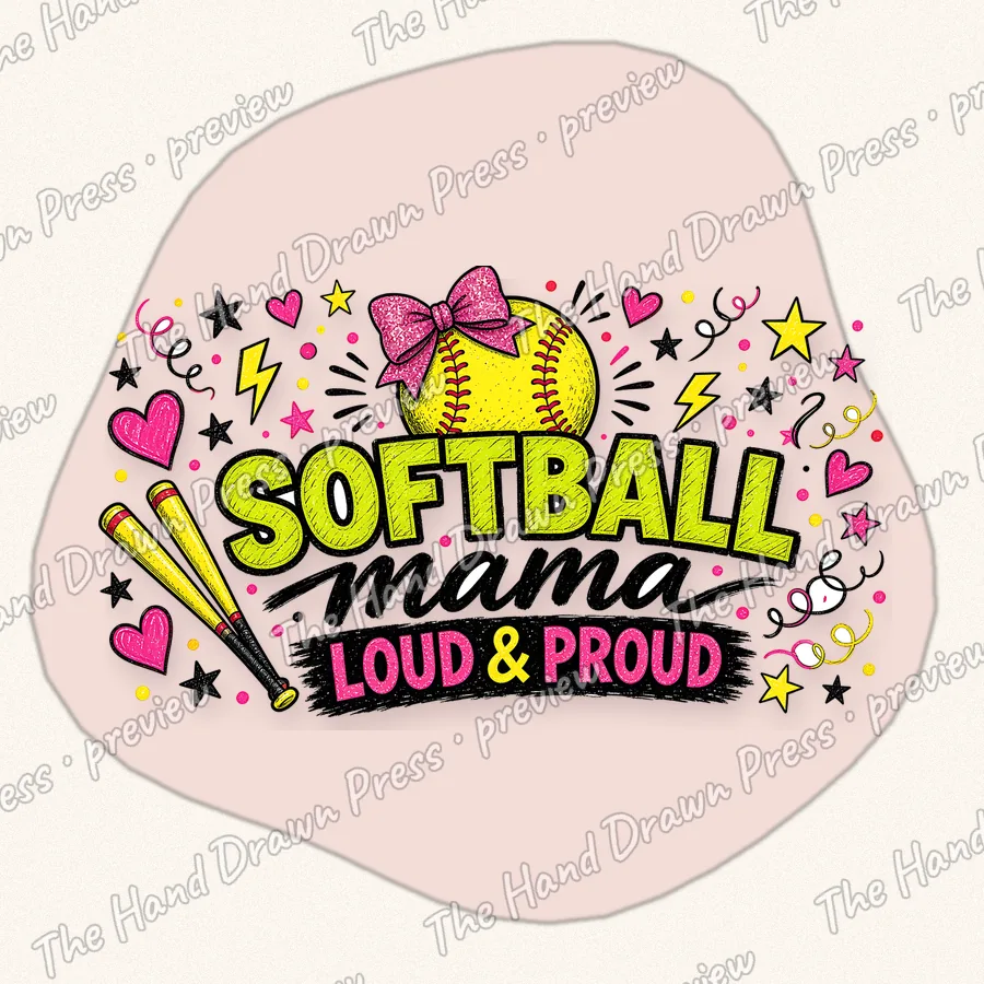 Softball Mama hand drawn PNG design