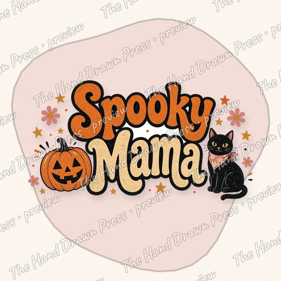Spooky Mama Retro hand drawn PNG design